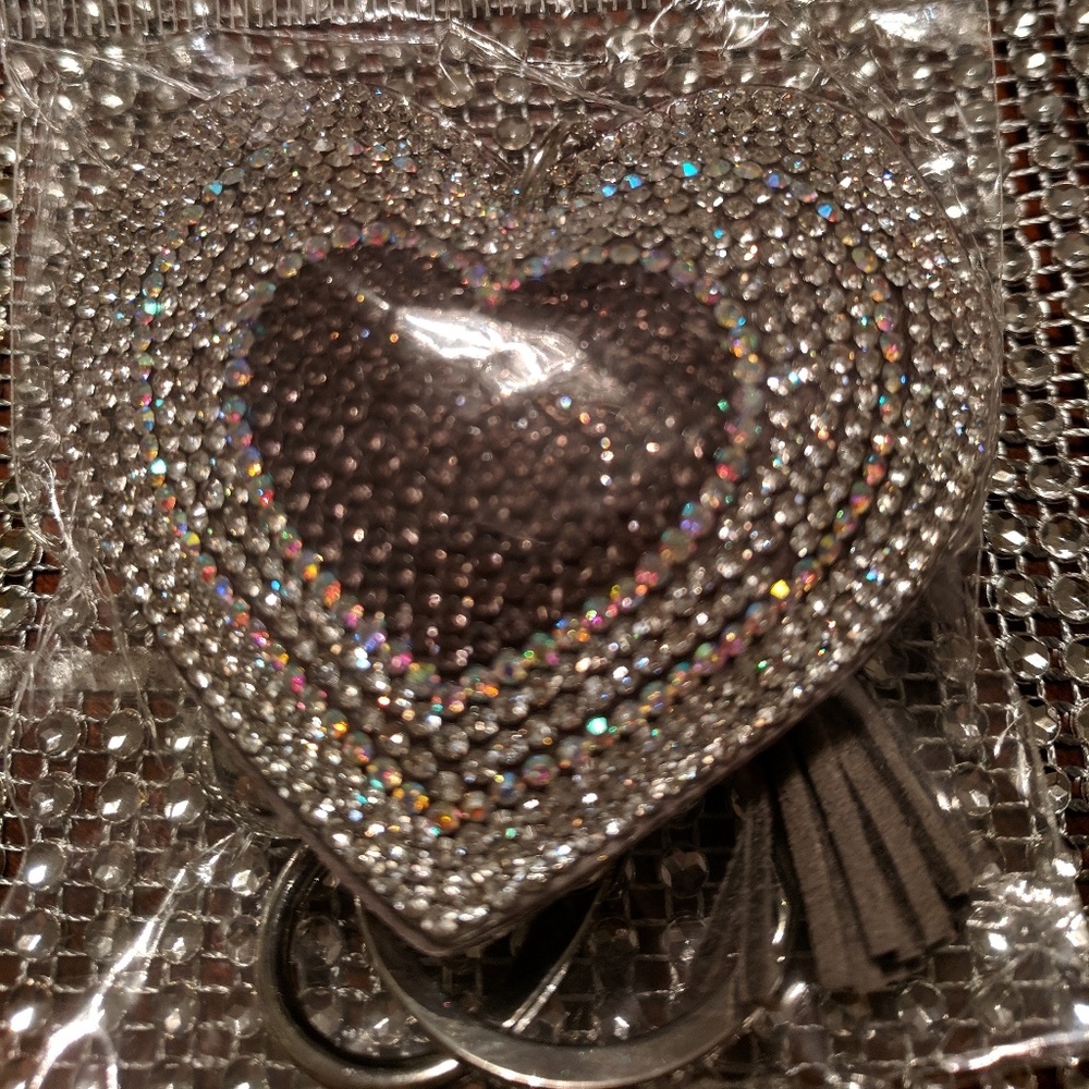 Diamond heart key chain